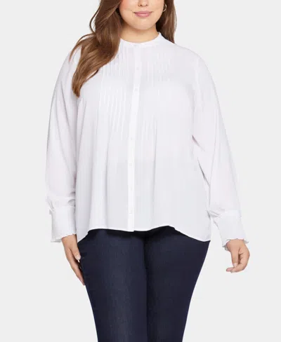 NYDJ PLUS SIZE PLEATED PEASANT BLOUSE