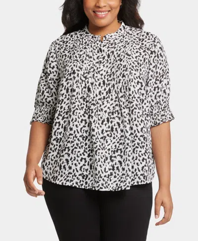 NYDJ PLUS SIZE PLEATED PEASANT COLLARD BLOUSE