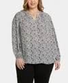 Nydj Long Sleeve Split Neck Top In Adriana