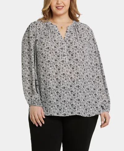 NYDJ PLUS SIZE PUFF SLEEVE POPOVER TOP