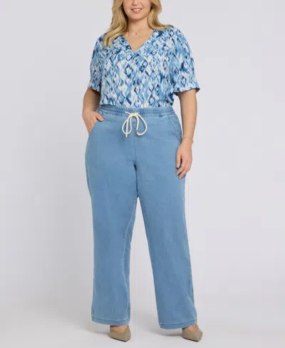 NYDJ PLUS SIZE RELAXED DRAWSTRING PULL-ON DENIM PANTS