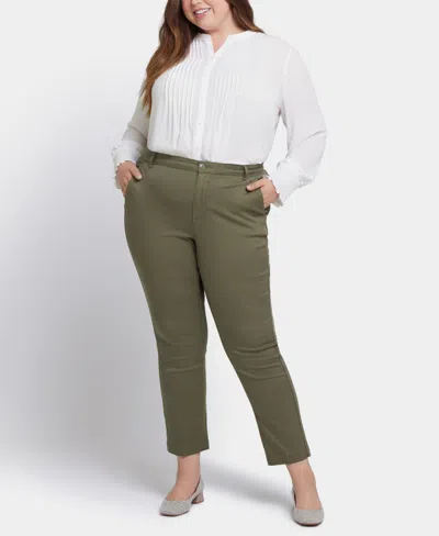 Nydj Plus Size Sadie Slim Mid-rise Pants In Green
