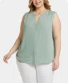 Nydj Plus Size Sleeveless Pintuck Blouse In Lily Pad