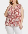Nydj Plus Size Sleeveless Pintuck Top In Brown