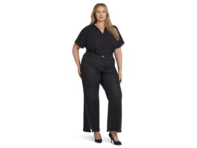 Nydj Plus Size Teresa Rhinestone Jeans In French Nightfall In Black