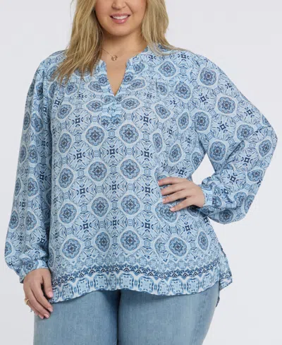 NYDJ PLUS SIZE TRINITY SPLIT NECK TOP