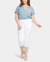 Nydj Plus Marilyn Womens Raw Hem Denim Straight Leg Jeans In White