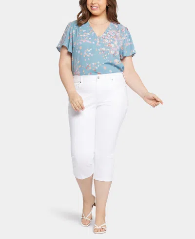 Nydj Plus Size Waist-match Slim Straight Crop Jeans In Optic White