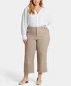 Nydj Utility Wide Leg Capri Linen Blend Pants In Brown