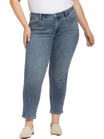 NYDJ PLUS STELLA WOMENS TAPERED MEDIUM WASH ANKLE JEANS