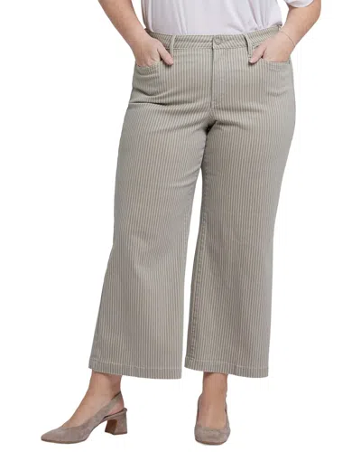 Nydj Plus Teresa Hidden Lodge Stripe Wide Leg Jean In Green