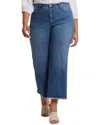Nydj Plus Teresa Womens Stretch Denim Wide Leg Jeans In Blue