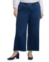 Nydj Teresa Wide Leg Ankle Jeans With Frayed Hems In Ibiza Blue