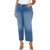 Nydj Plus Teresa Womens Distressed Denim Ankle Jeans In Blue
