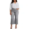 Nydj Plus Teresa Womens Frayed Hem Denim Wide Leg Jeans In Multi