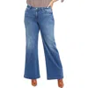 Nydj Plus Teresa Womens High Rise Denim Wide Leg Jeans In Blue
