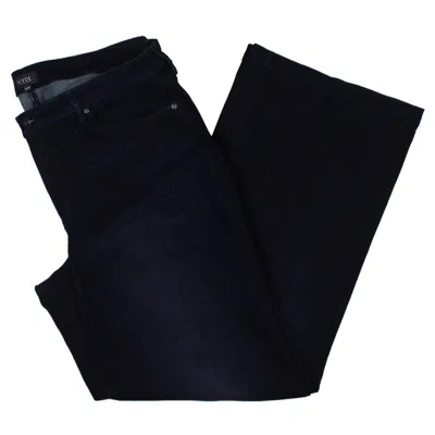 Nydj Plus Teresa Womens High Rise Denim Wide Leg Jeans In Obsidian Blue