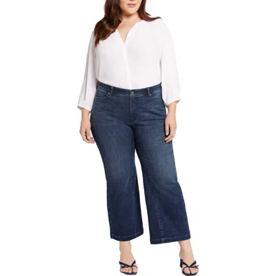 NYDJ PLUS TERESA WOMENS STRETCH DENIM WIDE LEG JEANS
