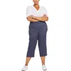 Nydj Plus Utility Womens Linen Blend Flat Front Cropped Pants In Multi