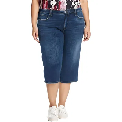 Nydj Plus Wide Leg Pedal Womens Crop Denim Capri Jeans In Blue