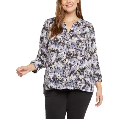 Nydj Plus Womens Chiffon Button Front Blouse In Multi