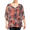 Nydj Plus Womens Chiffon Printed Blouse In Multi