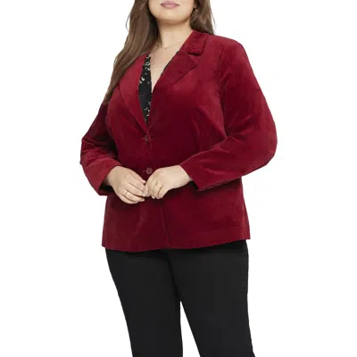 Nydj Plus Womens Collar Velveteen Two-button Blazer In Pink