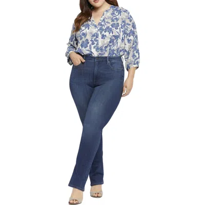 Nydj Plus Womens Denim Dark Wash Bootcut Jeans In Blue