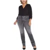 Nydj Plus Womens Faded High Waist Straight Leg Jeans In Multi