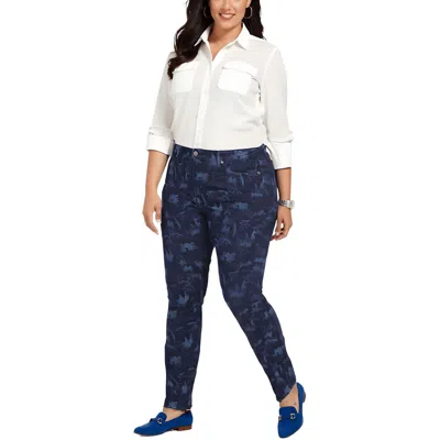 Nydj Plus Womens Floral Print Denim Bootcut Jeans