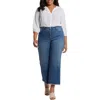 Nydj Plus Teresa Womens Stretch Denim Wide Leg Jeans In Multi