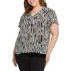 Nydj Plus Womens Geometric Polyester Blouse In Multi