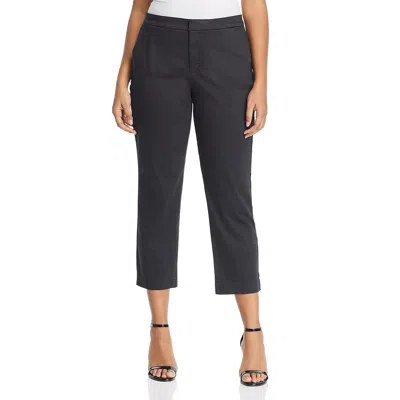 Nydj Plus Womens High-rise Cropped Ankle Pants In Black