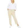 Nydj Plus Womens High Rise Frayed Hem Ankle Pants In Beige