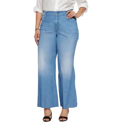 Nydj Plus Womens High-waist Cotton Wide Leg Jeans In Blue