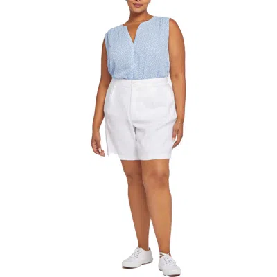 Nydj Plus Womens Linen Blend Linen Bermuda Shorts In White