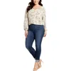 Nydj Plus Womens Paisley Polyester Peasant Top In Neutral