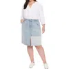 Nydj Plus Womens Patchwork Denim Denim Skirt In Multi