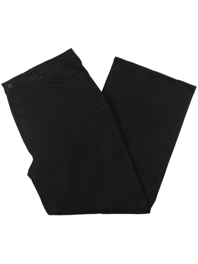 Nydj Plus Womens Pocket Denim Wide Leg Jeans In Black