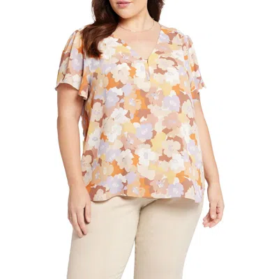 Nydj Plus Womens Polyester Blouse In Multi