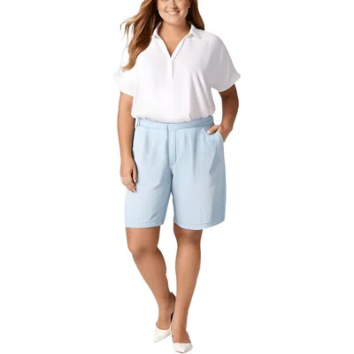 Nydj Plus Womens Relaxed Denim Bermuda Shorts In White