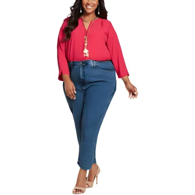 Nydj Plus Womens Relaxed Denim Straight Leg Jeans In Blue