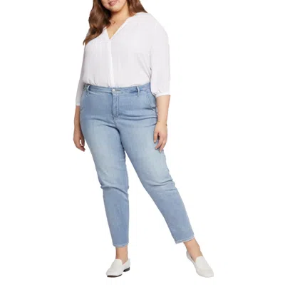 Nydj Plus Womens Relaxed Denim Tapered Leg Jeans In Blue