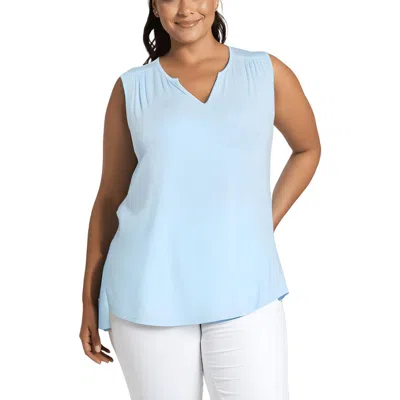 Nydj Plus Womens Ruched Modal Pullover Top In Blue
