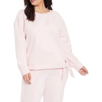 Nydj Plus Womens Side Tie Cotton Sweatshirt In Red