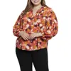 Nydj Plus Womens Solid Chiffon Blouse In Multi