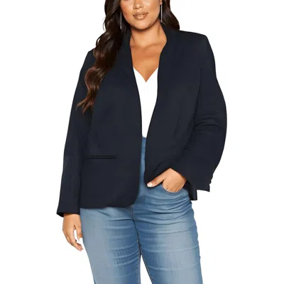 Nydj Plus Womens Solid Cotton Collarless Blazer