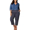 Nydj Plus Womens Solid Lyocell Trouser Pants In Blue