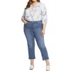 Nydj Plus Womens Stretch Denim Straight Leg Jeans In Multi