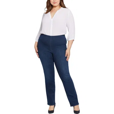 Nydj Plus Womens Stretch Denim Straight Leg Jeans In Blue